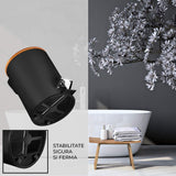 Cos de Gunoi Bucatarie Elindor® cu Pedala, cu Capac din Bambus, Capacitate 3L, Galeata Detasabila, Maner Transport, Multifunctional, Ideal in Bucatarie, Baie, Birou, Camara, Living, Dormitor, Potrivit pentru Colectare Selectiva, Negru