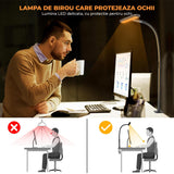 Lampa LED de Birou Elindor® Ultra Wide, Luminozitate si Temperatura Lumina Reglabila, Clema de Prindere, Gat Reglabil, Temperatura Lumina 2700-6500K, Latime 44 cm, Negru