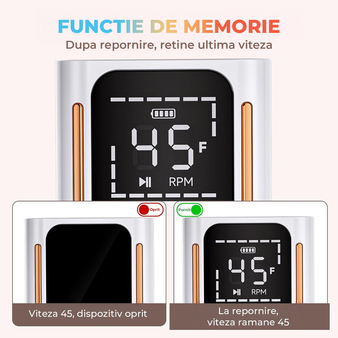 Freza Portabila Unghii Elindor® 45000 RPM, Pila Electrica Profesionala, Manichiura si Pedichiura, Cu Fir, Lampa LED, Ecran LCD, Accesorii Incluse, Capete Diverse, Slefuire Cuticule, Alb