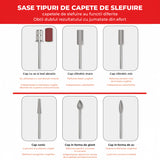 Freza Unghii Electrica Elindor® cu Suport Pila Electrica Reincarcabila, Set Complet de Ingrijire pentru Manichiura si Pedichiura Profesionala, Cuticule sau Calcaie, 45000 RPM, Viteza Reglaj Continuu, 6 Capete Detasabile, 6 Benzi Abrazive, Ecran LCD, Alb