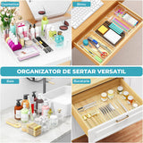 Set 12 Cutii Depozitare Elindor® Organizator pentru Bucatarie si Baie, 4 Marimi, Organizatoare Dulap si Sertare, Cutie pentru Sertar, Frigider, Camara, Baie, Bar, Birou, Cos Multifunctional, Separator Fructe, Legume, Creme, Parfumuri, Plastic Acrilic