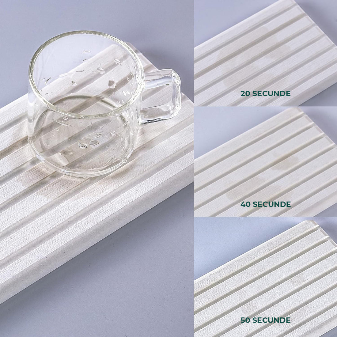 Set 2 Covorase pentru Chiuveta Elindor® din Diatomit, Extra Absorbant, Uscare Rapida, Antiderapante, Design Contemporan si Minimalist, Rezistente la Apa, 21 cm x 10 cm x 1.5 cm, Bej Deschis