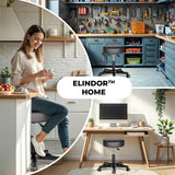 Scaun Rotativ Elindor® cu Roti, Ergonomic, fara Spatar si Manere, Design Compact, Tapitat cu Burete Moale, cu Picior Metalic, Potrivite pentru Living, Bucatarie, Birou, Dormitor, Inaltime Ajustabila, 48 x 48 x 46-60 cm, Negru