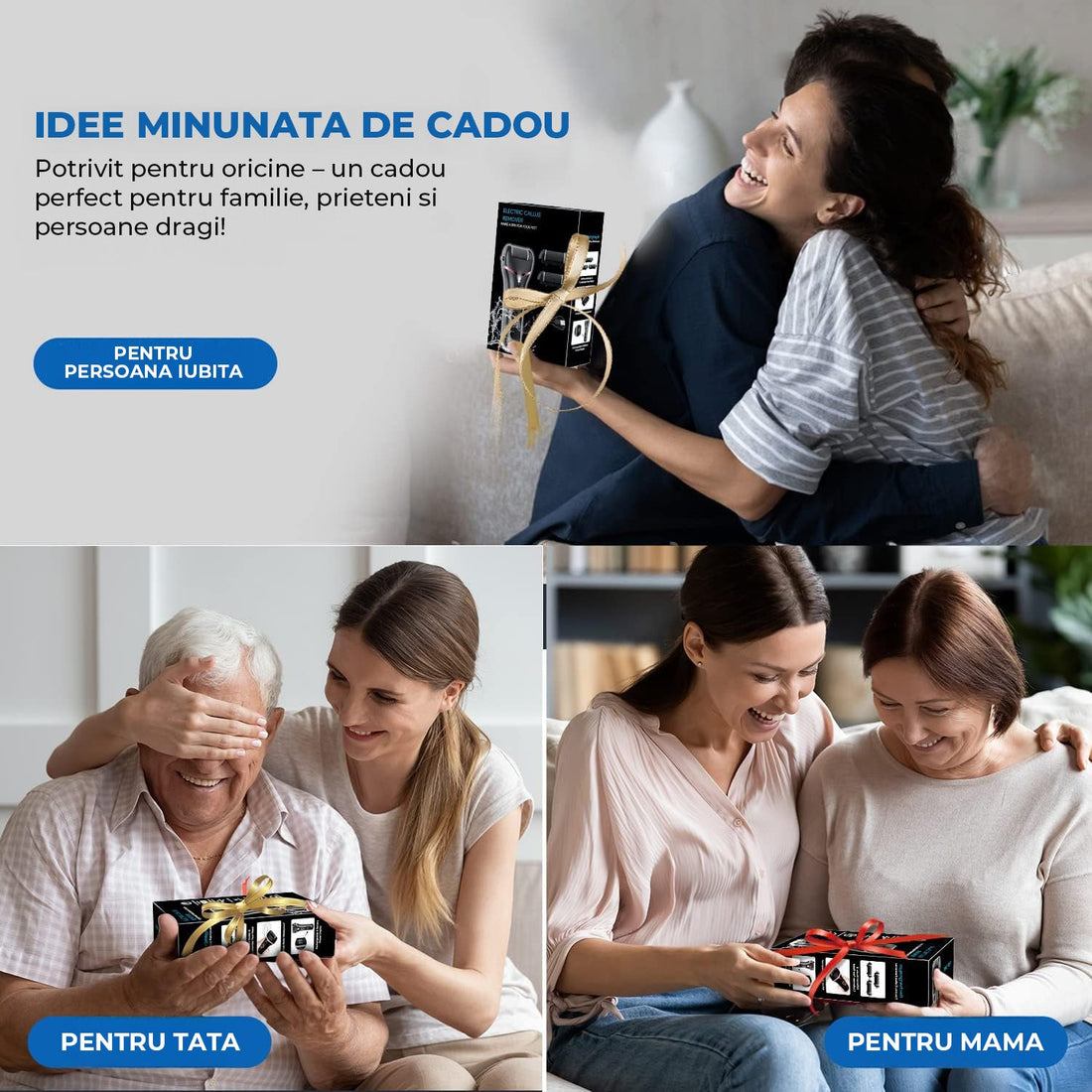 Pila Electrica Elindor® pentru Talpi si Calcaie, cu 3 Role de Slefuire, Display Digital, Rezistenta la Apa, Incarcare USB, 2 Viteze, Negru