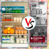 Set 10 Organizatoare Elindor® pentru Frigider cu Capace, Suprapozabile, Cutii Organizare, BPA-Free, pentru Fructe si Legume