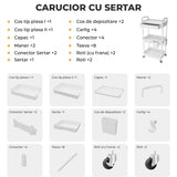 Carucior Organizator 3 Niveluri Elindor®, cu 1 Sertar si Roti 360°, Organizator Bucatarie, Multifunctional, Raft Mobil Organizare Baie, Camara, Birou, Bar, 38 x 27 x 74 cm, Alb