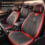 Set 5 Huse Scaune de Masina Elindor®, Huse Auto Piele, Impermeabile, Universale, Protectie Scaun Fata si Spate, Montaj Rapid, Accesorii Masina Interior, Negru / Rosu