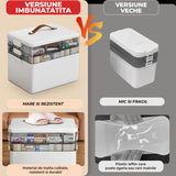 Cutie pentru Medicamente Elindor® cu 3 Compartimente, Cutii Depozitare, cu Capac si Maner Transport, pentru Sertar, Dulap Baie, Dormitor, pentru Pastile, Unguente si Accesorii Medicale25.5 × 22 × 34 cm, Alb