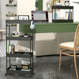 Carucior Organizator 4 Niveluri Elindor® Modular, cu Roti 360°, Organizator Bucatarie, Multifunctional, Raft Mobil Organizare Baie, Camara, Birou, Bar, 85 × 12.5 × 38.8 cm, Negru