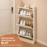 Organizator pentru Pantofi Elindor® Pantofar tip Dulap cu 3 Nivele Mari, Fara Gauri, Suport pentru Papuci, Dulap Hol, Living, Dormitor, Economisire Spatiu, Depozitare Incaltaminte, 50 x 17 x 120 cm, Bej