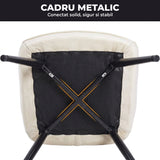 Set 2 Scaune Elindor® Ergonomice, Design Contemporan, Scaun cu Spatar si cu Manere, din Catifea cu Picioare Metalice Negre, Potrivite pentru Living, Bucatarie, Birou, Dormitor, 85 × 60 × 50 cm, Bej