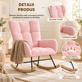 Fotoliu Balansoar Elindor® cu Spatar, Ergonomic, Cadru Solid din Otel, Ideal pentru Living, Dormitor, Camera Copilului, 68 x 88 x 93 cm, Roz
