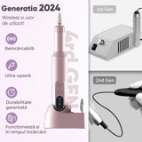 Freză unghii profesională wireless, 18.000 RPM, 12 capete, 36 benzi de șlefuire, roz