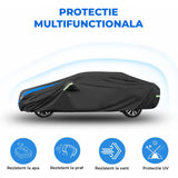 Prelata Auto Premium Elindor® Impermeabila, Protectie UV, Antisoare, Praf, Ploaie si Zapada, Toate Anotimpurile, Husa Exterior, Huse Protectie Completa, Universala, Accesorii Masina, Marime Sedan XXXL, 530 × 200 × 150 cm, Negru