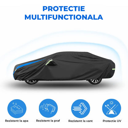 Prelata Auto Premium Elindor® Impermeabila, Protectie UV, Antisoare, Praf, Ploaie si Zapada, Toate Anotimpurile, Husa Exterior, Huse Protectie Completa, Universala, Accesorii Masina, Marime Sedan XXXL, 530 × 200 × 150 cm, Negru