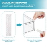 Set 3 Cutii Organizatoare Elindor® din Plastic, Cutie Depozitare si Organizare cu Sertare Glisante, pentru Accesorii, Parfumuri, Organizator pentru Sertar, Dulap, Frigider, Multifunctional pentru Bucatarie, Baie, Dormitor, Camara, Bar, Birou, Transparent
