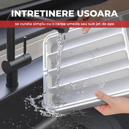 Organizator Elindor® pentru Tacamuri si Ustensile de Bucatarie, 5-7 Compartimente, Sertar Extensibil, Suport Ajustabil pentru Cutite, Linguri, Furculite, Accesorii Bucatarie, Separator Sertar, 32 × 22 × 4 cm, Alb