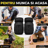 Genunchiere Profesionale Elindor® cu Gel si Spuma, Capac Antiderapant, Curele Velcro Ajustabile, Carcasa Rezistenta PVC, Confort Ergonomic, pentru Constructii, Gradinarit si Montaj Pardoseli, Set 2 Bucati, 22 x 18 x 31.5 cm, Negru