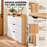 Dulap pentru Pantofi Elindor® Organizator Tip Pantofar cu 4 Niveluri, Fara Gauri, Suport pentru Papuci, Dulap Hol, Living, Dormitor, Economisire Spatiu, Depozitare Incaltaminte, 120 x 100 x 17 cm, Alb / Bej