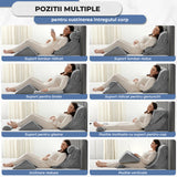 Set 4 Perne Ortopedice Elindor® pentru Pat, Perna Spuma cu Memorie, Hipoalergenica, Suport Spate, Picioare, Genunchi, Post-Operator, Anti-Reflux, Antisforait, Antirid, Pliabile, Hipoalergenic, Reglabile, Gri