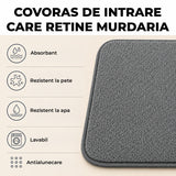 Covoras Antiderapant Elindor® pentru Intrare Casa, Lavabil la Masina, Super Absorbant, Moale, Durabil, Talpa Cauciucata Anti-Alunecare, Usor de Curatat, Pentru Interior si Exterior, 60 x 40 cm, Gri