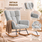 Fotoliu Balansoar Elindor® cu Spatar, Ergonomic, Cadru Solid din Otel, Ideal pentru Living, Dormitor, Camera Copilului, 68 x 88 x 93 cm, Gri Albastrui Deschis
