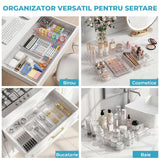 Set 16 Cutii Depozitare Elindor® Organizator pentru Bucatarie si Baie, 4 Marimi, Organizatoare Dulap si Sertare, Cutie pentru Sertar, Frigider, Camara, Baie, Bar, Birou, Cos Multifunctional, Separator Fructe, Legume, Creme, Parfumuri, PP