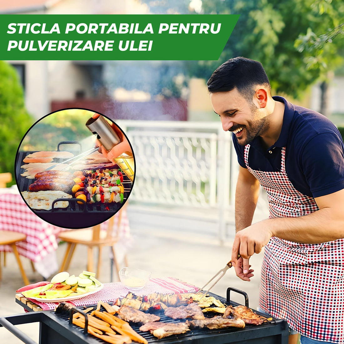 Pulverizator Ulei Elindor®, Oliviera 100ml, Sticla Dozatoare Multifunctionala, Control Precis, pentru Gatit, Friteuza cu Aer, Salate  Material Sticla si PVC, Argintiu