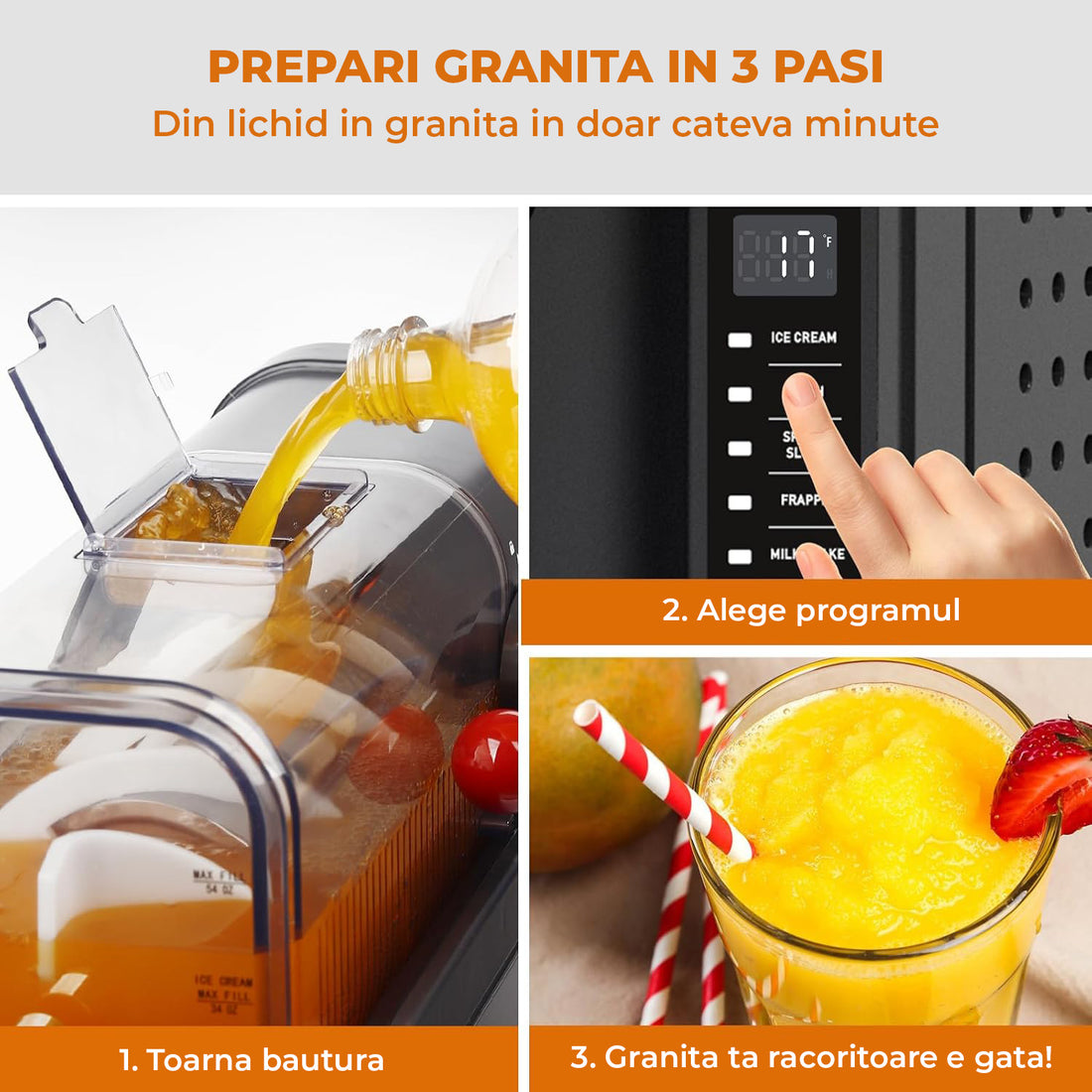 Masina Slushie Elindor® fara Gheata, 6 Programe Automate, Ecran LED, Auto Curatare, Capacitate 2 L, Otel Inoxidabil 304 + ABS, Racire Rapida 15-60 Min, Bauturi Inghetate, Smoothie, Frappe, Milkshake, 44.5 × 44 × 21 cm, Negru