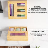 Organizator Depozitare Pungi Alimentare Elindor® 4 Compartimente, Organizatoare pentru Sertar, Dulap, Cutie Organizare, Cos Multifunctional, Separator Potrivit pentru Bucatarie, Camara, 31.7 x 30.5 x 7.6 cm, Bej