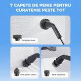Perie Electrica Rotativa Elindor®, IPX7, 7 Capete Interschimbabile, Maner Telescopic 71.2 cm din Otel Inoxidabil, 2 Trepte de Viteza, 90 Minute Autonomie, pentru Curatare Bucatarie, Baie, Pardoseala, Geamuri, Negru