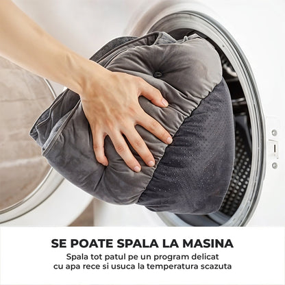 Pat Confortabil pentru Caini si Pisici Elindor® Rotund, Culcus Moale Antiderapant, Potrivit pentru Caine si Pisica de Talie Medie, Ideal in Orice Anotimp, in Casa, Marimea L, 76x60x20 cm, Gri