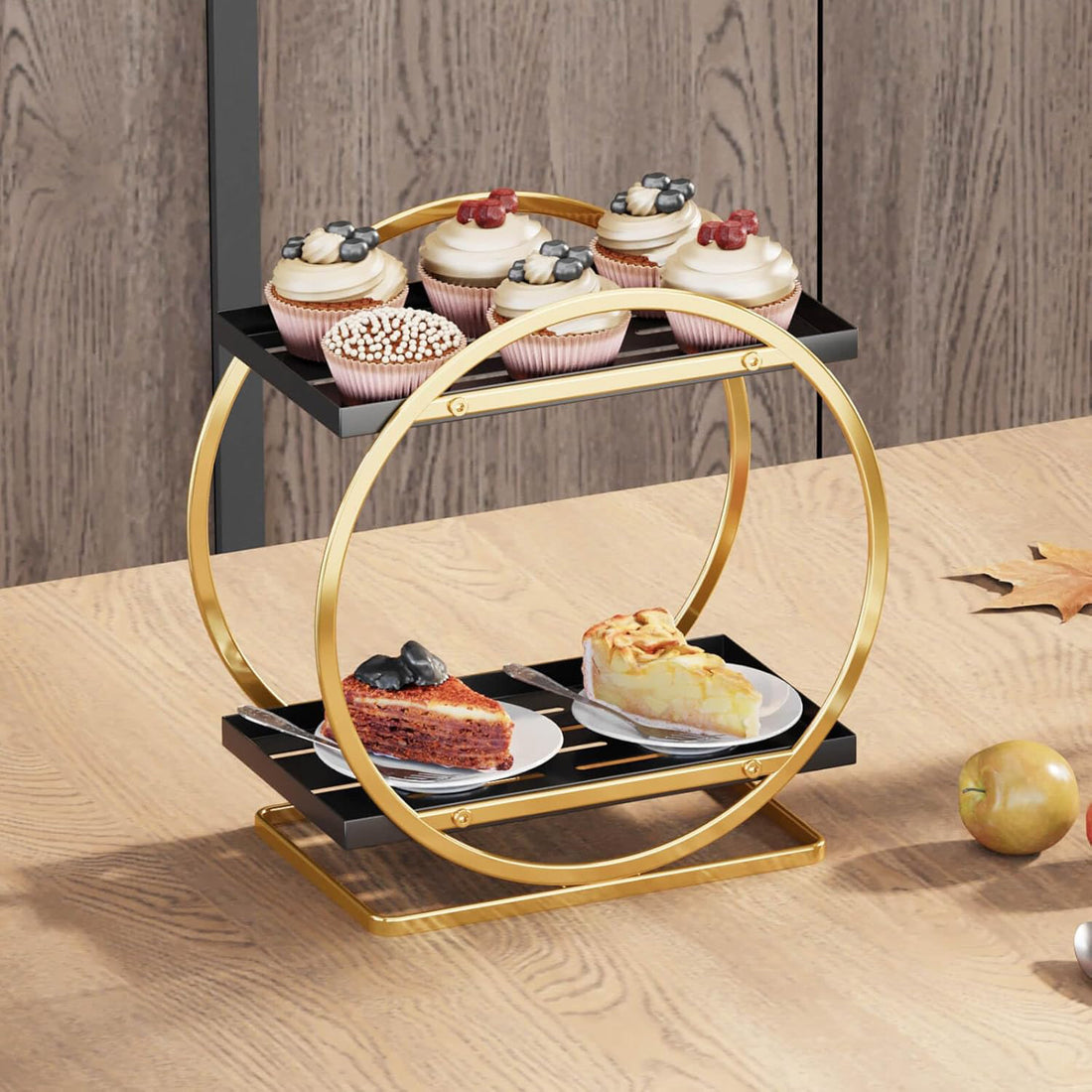 Organizator Cosmetice 2 Niveluri Elindor®, Suport Parfum si Skincare, Raft de Dus Baie, Etajera Depozitare, Accesorii Universale, 28 × 15 × 29 cm, Negru / Auriu