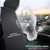 Set 5 Huse Scaune Auto Elindor® Universale, Husa pentru Protectie Sezut si Spatar Scaun Fata si Bancheta Spate, Impermeabila, Piele Ecologica, Accesorii Masina Huse Interior, Verde Inchis