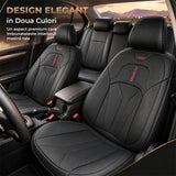 Set 5 Huse Scaune de Masina Elindor®, Huse Auto Piele, Impermeabile, Universale, Protectie Scaun Fata si Spate, Montaj Rapid, Accesorii Masina Interior, Negru