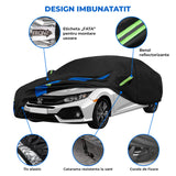 Prelata Auto Premium Elindor® Impermeabila, Protectie UV, Antisoare, Praf, Ploaie si Zapada, Toate Anotimpurile, Husa Exterior, Huse Protectie Completa, Universala, Accesorii Masina, Marime Hatchback, 350 × 170 × 150 cm, Gri
