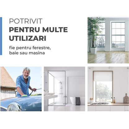 Racleta pentru Geamuri Elindor®, Stergator Ideal pentru Baie, Cabine de Dus, Parbriz, Spalator pentru Geam Interior si Exterior, Aparat de Curatat din Silicon, 22x28 cm, Negru