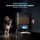 Hranitor Automat Elindor® 5L pentru Pisici si Caini, cu 2 Castroane din Inox, Control prin Aplicatie, WiFi 2.4G/5G, Functie Inregistrare Vocala, Usor de Utilizat, Negru