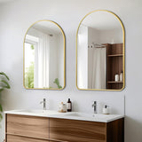 Oglinda de Perete Elindor® Arcuita 55x75 cm, Reflexie HD, Rama Aurie