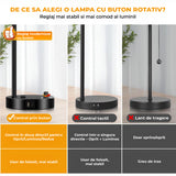 Set 2 Veioze de Noptiera Elindor® Veioza Aurie cu Intrerupator Rotativ de Reglare a Intensitatii, Lampa cu Baza Metalica si Abajur din Sticla, Lampa pentru Camera de Zi, pentru Dormitor, Sufragerie, Birou, 2 Porturi USB, Antialunecare, 20 x 15 x 41 cm
