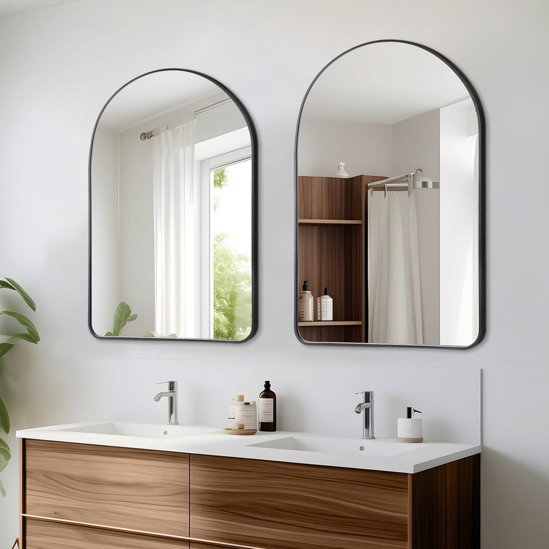 Oglinda de Perete Elindor® Arcuita 55x75 cm, Reflexie HD, Rama Neagra