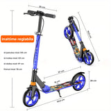 Trotinetă Pliabilă cu Amortizor Elindor®, Frână Spate și Platformă Antiderapantă, Albastră