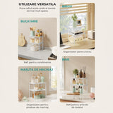 Set 2 Rafturi Elindor® din Bambus, Raft Extensibil si Suprapus pentru Bucatarie, Organizator Metalic Reglabil, Ideal ca Etajera Depozitare in Camara sau Birou, Perfect pentru Condimente, Vesela, Farfurii, Stabil si Compact, Polita pentru Obiecte Diverse,