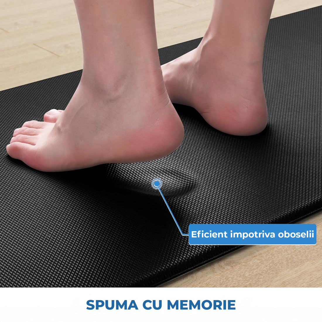 Set 2 Covoare Elindor® Antiderapant, Lavabil, Modern, Rezistent la Apa, Ideal pentru Bucatarie, Baie, Hol, Covor cu 3 Straturi, cu Strat Antispargere, Curatare Usoara, Grosime 1 cm, 44 x 76.2 cm si 44 x 119.4 cm, Negru