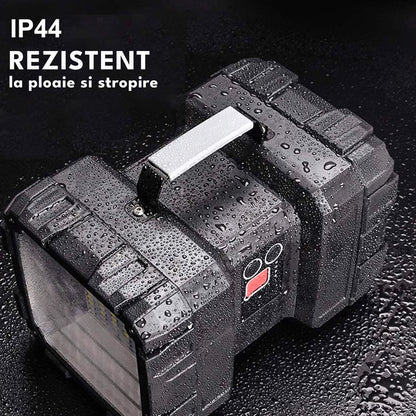 Lanterna Multifunctionala Elindor® Reincarcabila, 10.000mAh, Power Bank, 10.00LM, 7 Moduri, IPX44, 2 Capete, Negru