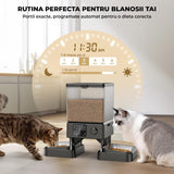 Dispenser Hranitor Automat Elindor® Dual, 5L, Boluri din Inox, Alimentare Dublă, Negru