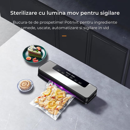 Aparat de Vidat Alimente Elindor®, 10 Pungi Incluse, Design Automat, Moduri Uscat și Umed