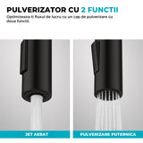 Baterie Bucatarie cu Dus Extractibil Elindor®, Jet Ajustabil, Design Modern, Negru