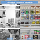 Organizator Bauturi Elindor® pentru Frigider, Dulap sau Blat, 10-11 Doze de 330-500 ml, 2 Nivele, Ajustabil, Antiderapant, Potrivit si pentru Iaurt,32 x 23.5 x 16.5 cm, Transparent