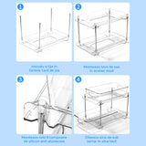 Set 2 Organizatoare Transparente Elindor® cu 2 Nivele, Recipient de Depozitare Multifunctional si Glisant, Organizator pentru Dulapul de sub Chiuveta din Baie si Bucatarie, 30 × 19 × 25.5 cm